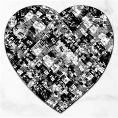 Black And White Patchwork Pattern Jigsaw Puzzle (heart) by dflcprints