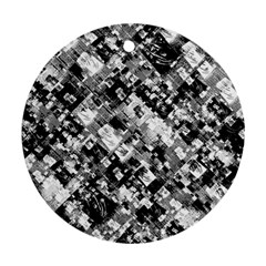 Black And White Patchwork Pattern Round Ornament (two Sides)