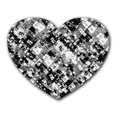 Black And White Patchwork Pattern Heart Mousepads by dflcprints