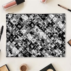 Black And White Patchwork Pattern Cosmetic Bag (xl) by dflcprints