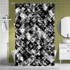 Black And White Patchwork Pattern Shower Curtain 48  X 72  (small)  by dflcprints