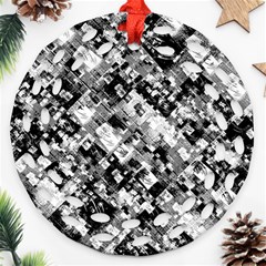 Black And White Patchwork Pattern Ornament (round Filigree) by dflcprints