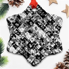 Black And White Patchwork Pattern Ornament (snowflake) by dflcprints