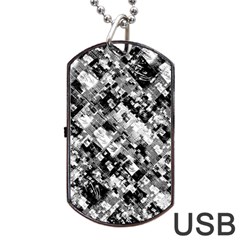 Black And White Patchwork Pattern Dog Tag Usb Flash (one Side) by dflcprints