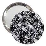 Black And White Patchwork Pattern 3  Handbag Mirrors Front