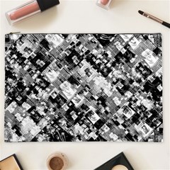 Black And White Patchwork Pattern Cosmetic Bag (xxl)  by dflcprints