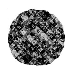 Black And White Patchwork Pattern Standard 15  Premium Round Cushions by dflcprints