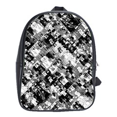 Black And White Patchwork Pattern School Bag (xl) by dflcprints