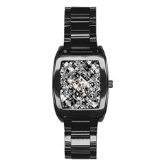 Black And White Patchwork Pattern Stainless Steel Barrel Watch by dflcprints