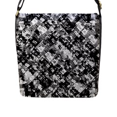 Black And White Patchwork Pattern Flap Messenger Bag (l)  by dflcprints