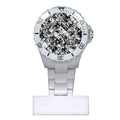 Black And White Patchwork Pattern Plastic Nurses Watch by dflcprints