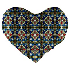 Artwork By Patrick-colorful-42 Large 19  Premium Flano Heart Shape Cushions by ArtworkByPatrick