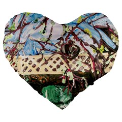 Blooming Tree 2 Large 19  Premium Heart Shape Cushions by bestdesignintheworld