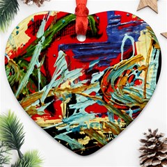 Blue Flamingoes 6 Ornament (heart) by bestdesignintheworld