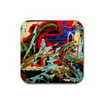 Blue Flamingoes 6 Rubber Coaster (Square)  Front