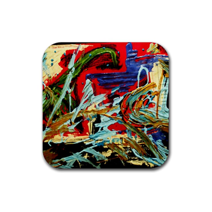 Blue Flamingoes 6 Rubber Coaster (Square) 