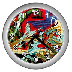 Blue Flamingoes 6 Wall Clocks (Silver) 