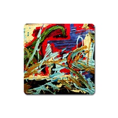 Blue Flamingoes 6 Square Magnet