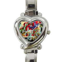 Blue Flamingoes 6 Heart Italian Charm Watch