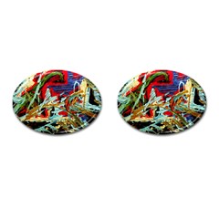 Blue Flamingoes 6 Cufflinks (oval) by bestdesignintheworld