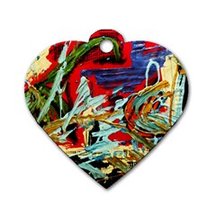 Blue Flamingoes 6 Dog Tag Heart (One Side)