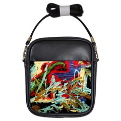 Blue Flamingoes 6 Girls Sling Bags by bestdesignintheworld