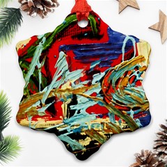 Blue Flamingoes 6 Snowflake Ornament (Two Sides)