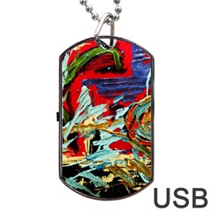 Blue Flamingoes 6 Dog Tag USB Flash (Two Sides)