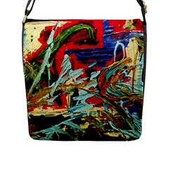 Blue Flamingoes 6 Flap Messenger Bag (L) 