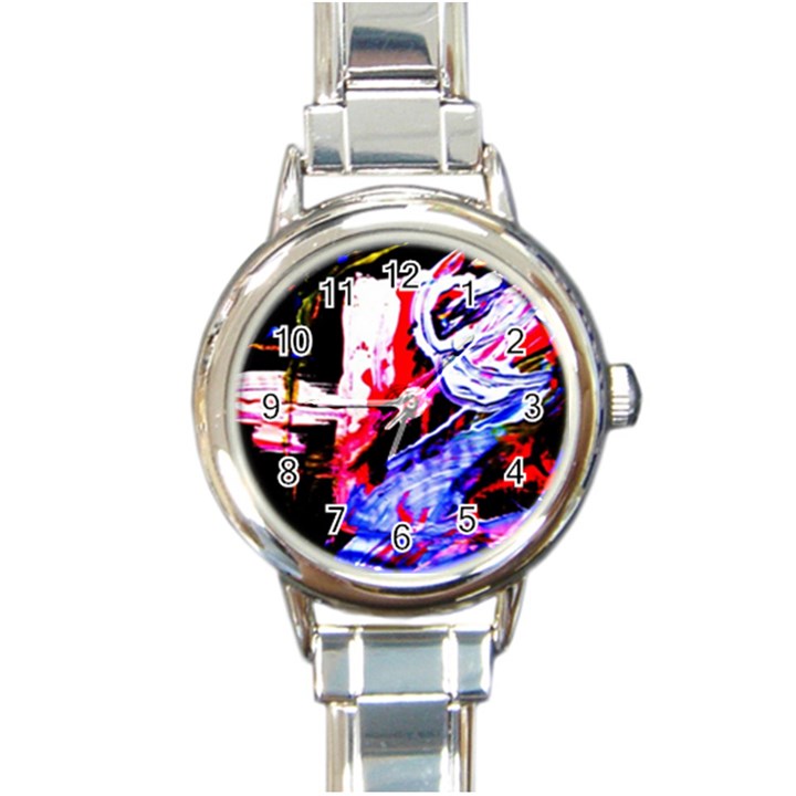 Blue Flamingoes Round Italian Charm Watch