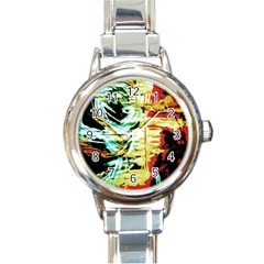 Blue Flamingoes 3 Round Italian Charm Watch by bestdesignintheworld