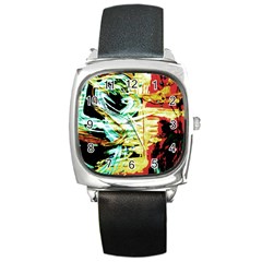 Blue Flamingoes 3 Square Metal Watch by bestdesignintheworld