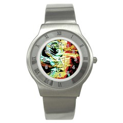 Blue Flamingoes 3 Stainless Steel Watch by bestdesignintheworld