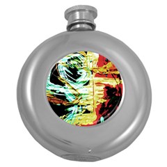 Blue Flamingoes 3 Round Hip Flask (5 Oz)