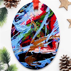 Blue Flamingoes 4 Ornament (Oval)