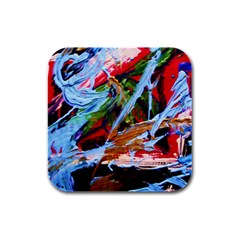 Blue Flamingoes 4 Rubber Square Coaster (4 Pack)  by bestdesignintheworld