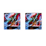 Blue Flamingoes 4 Cufflinks (Square) Front(Pair)