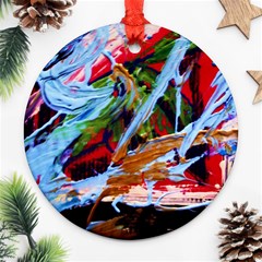 Blue Flamingoes 4 Round Ornament (Two Sides)