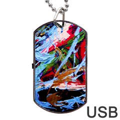 Blue Flamingoes 4 Dog Tag USB Flash (One Side)