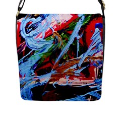 Blue Flamingoes 4 Flap Messenger Bag (L) 