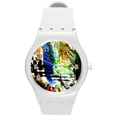 Alaska Industrial Landscape Round Plastic Sport Watch (m) by bestdesignintheworld