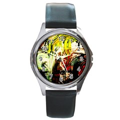 Alaska Industrial Landscape 1 Round Metal Watch by bestdesignintheworld