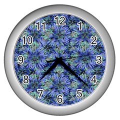 Modern Nature Print Pattern 7200 Wall Clocks (silver)  by dflcprints