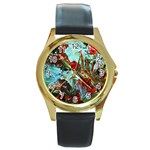 Eden Garden 7 Round Gold Metal Watch Front