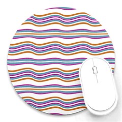 Colorful Wavy Stripes Pattern 7200 Round Mousepads by dflcprints