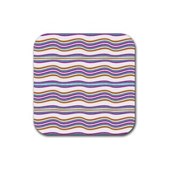 Colorful Wavy Stripes Pattern 7200 Rubber Coaster (square)  by dflcprints