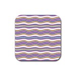 Colorful Wavy Stripes Pattern 7200 Rubber Coaster (Square)  Front