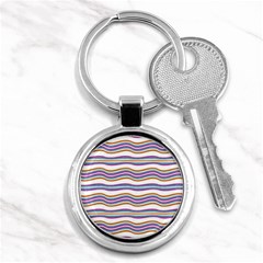 Colorful Wavy Stripes Pattern 7200 Key Chains (round)  by dflcprints