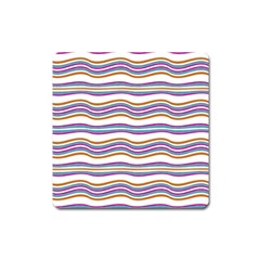 Colorful Wavy Stripes Pattern 7200 Square Magnet by dflcprints