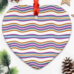 Colorful Wavy Stripes Pattern 7200 Heart Ornament (two Sides) by dflcprints